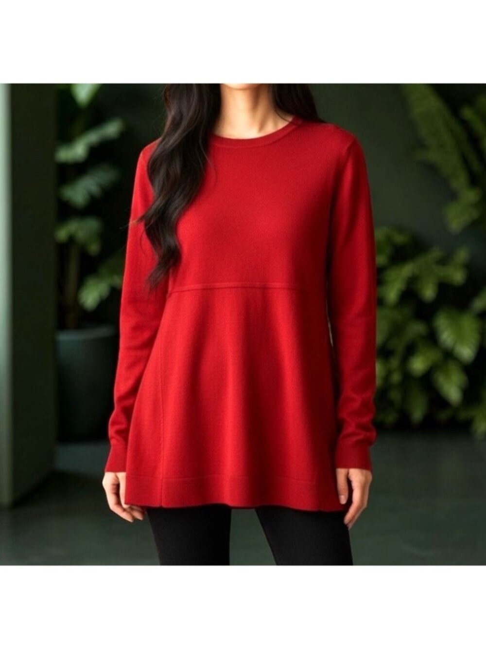 J. Jill Red Knit Tunic Sweater Cotton Blend XS Pullover Cozy Holiday - Picture 1 of 13